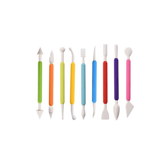 9 Piece Multicolour Fondant Decorating Sculpting Tool
