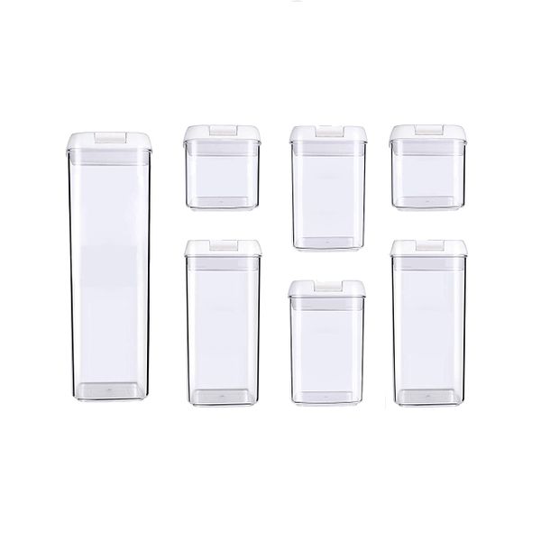 7 Pieces Stackable Food Storage Containers with Unbreakable Airtight Lids