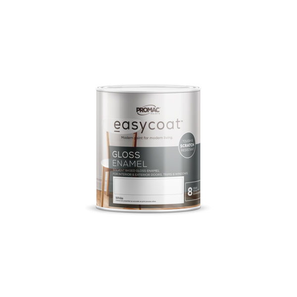 Promac Paints - Easycoat Gloss Enamel Interior &amp; Exterior Wall Paint 1L - White