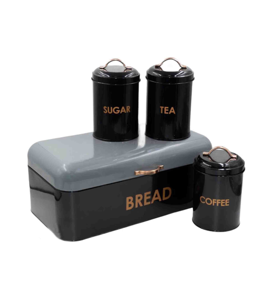 Mento Black Bread Bin Set 4 Piece
