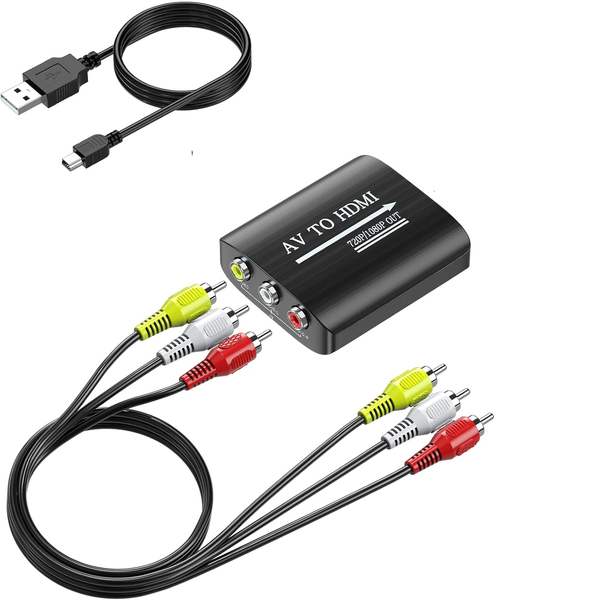 RCA to HDMI Converter, AV to HDMI Converter for TV/PC VCR/ DVD Players etc