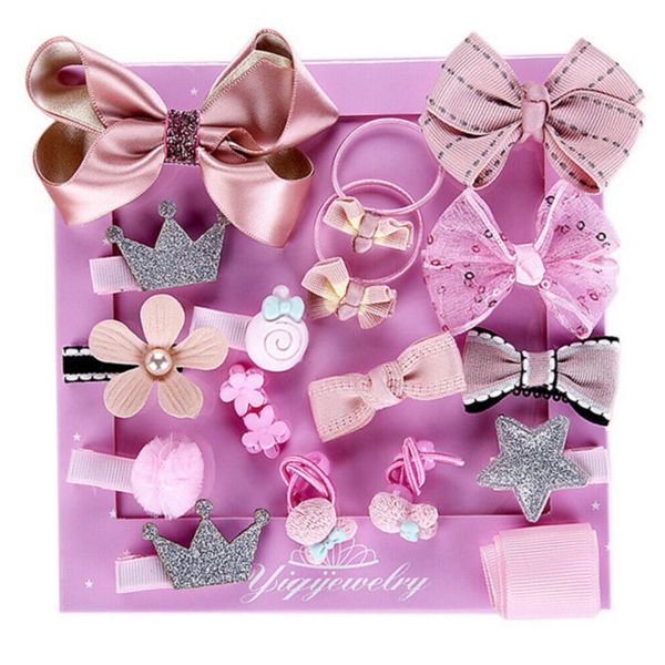 18 Piece Baby Hair Accessories Set Hairpin Clips Bows Gift Box Props