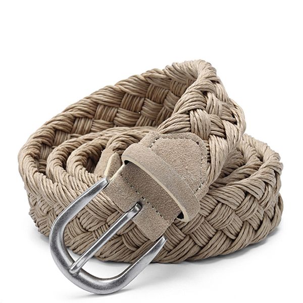 Women Cotton Pin Buckle Braided Belt