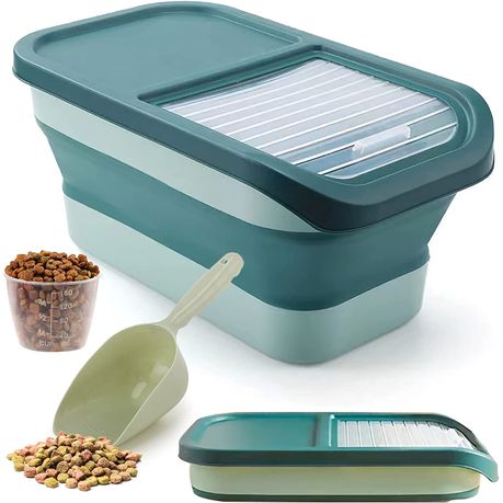 WigWagga Portable Collapsible Pet Food Container Blue Green