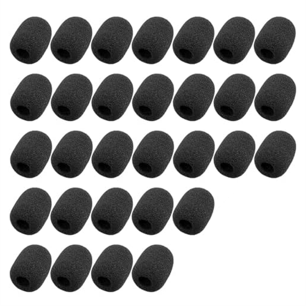 30 Pack Foam Microphone Windscreen,Mini Size Lapel Headset Mic Foam Covers