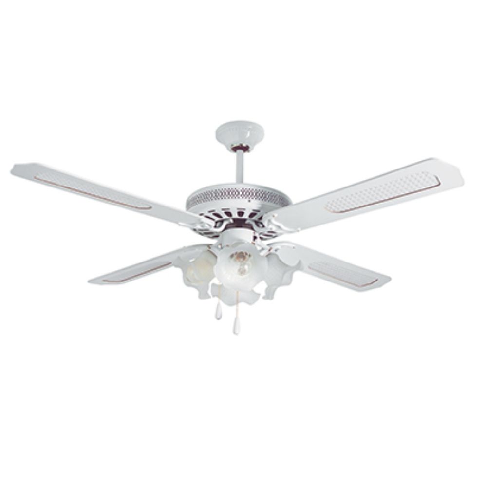Radiant - Rattan Ceiling Fan - 480mm - White - 4 Light - 4 Blade