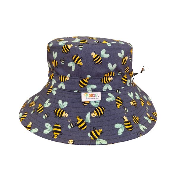 Kids Bucket Sun Hat Navy Bees
