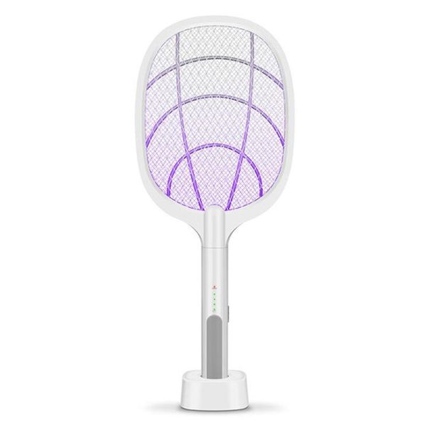 USB Rechargeable Dual-Use Mosquito Swatter Fly Bug Killer Lamp Racket