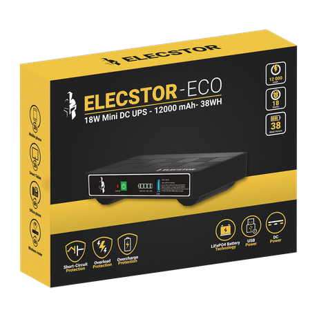Elecstor 18W Mini DC UPS 12000mAh - 38WH