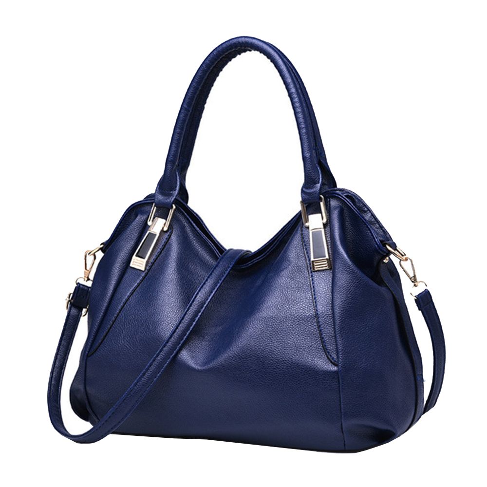 Women's Fashion Soft Leather Satchel Handbag Shoulder Bag - Blue | Buy ...