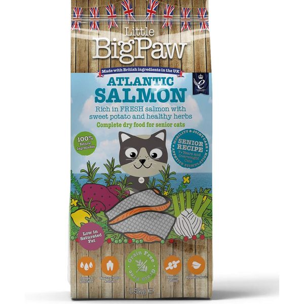 Premium Little Big Paw Senior Dry Cat Food 1.5kg - Atlantic Salmon Complete