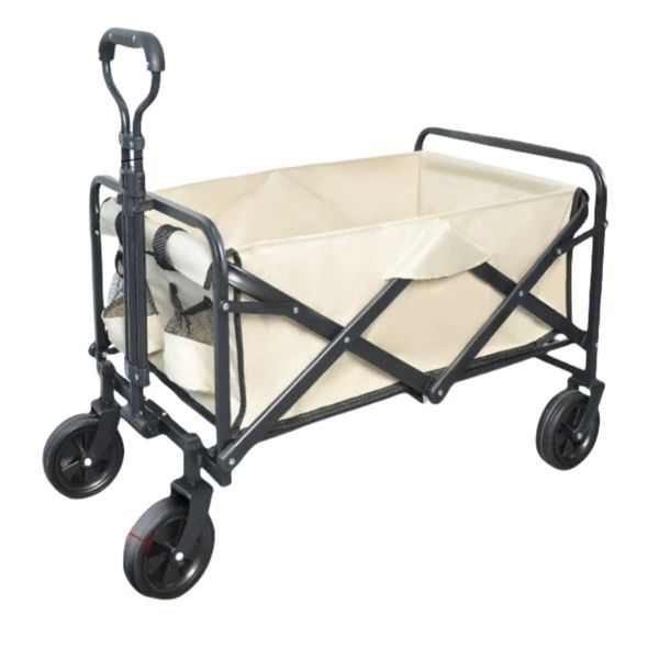 Cream Heavy Duty Folding Camping Cart Utility Wagon