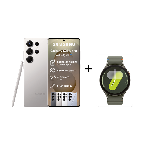 Samsung Galaxy S25 Ultra 5G 256GB DS- Titanium Gray + Galaxy Watch7 44mm Green