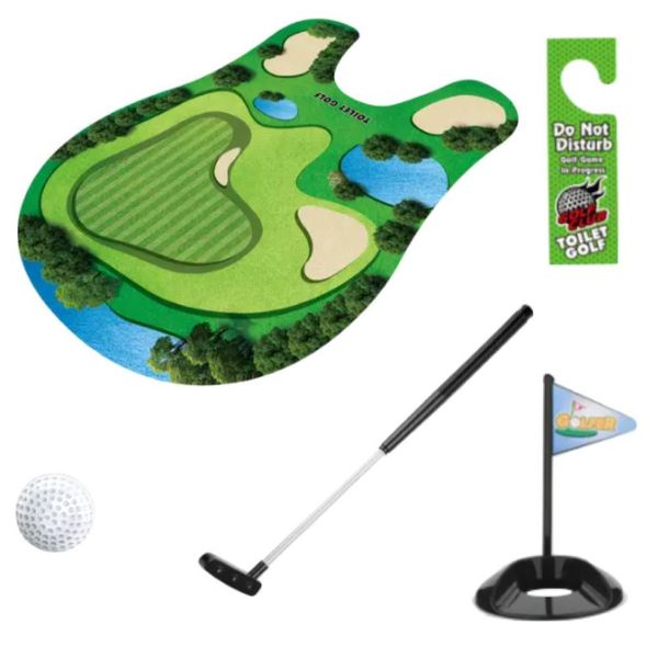 Decor Bathroom Mini Golf Game Practice Mat Set 5 piece