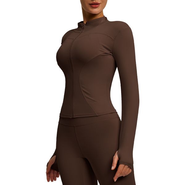 Women's Slim Fit Full Zip Yoga Sports Jacket with Thumbholes