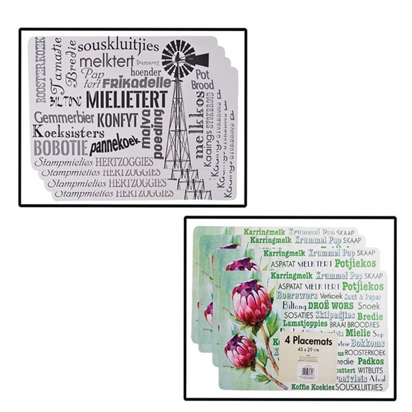 Bulk Pack x 2 Place Mat Afrikaans 4 Piece Per Pack - 43x29cm
