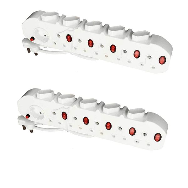 9 Way Multi-plug with 4 illuminated switches - Pack of 2