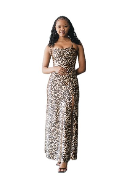 Zip-Code Womens Animal Print Knit Satin A-Line Maxi Dress