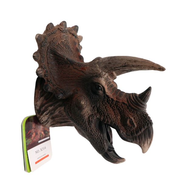 Triceratops Head Interactive Kids Rubber Hand Puppet - 20cm