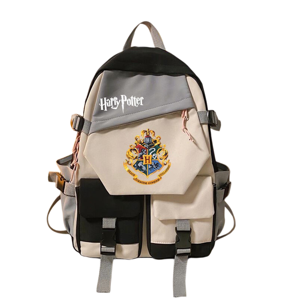 Color Blocking Schoolbag Hogwarts emblem Harry Potter Nylon Backpack
