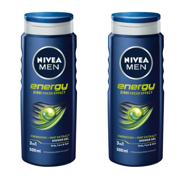 Nivea Men Energy For Men Shower Gel - 2 x 500ml