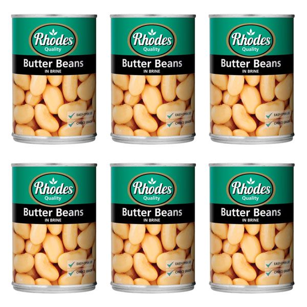 Rhodes Butter Beans In Brine - 6 x 410g