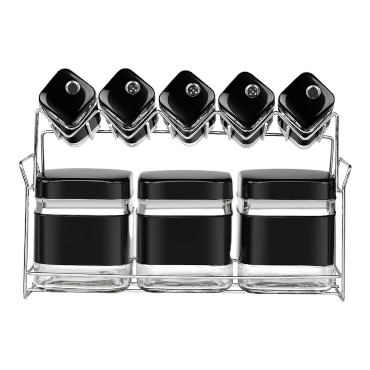 Distoplan New 8 Piece Spice Set With Silver Line- Tabletop Spice Rack ...