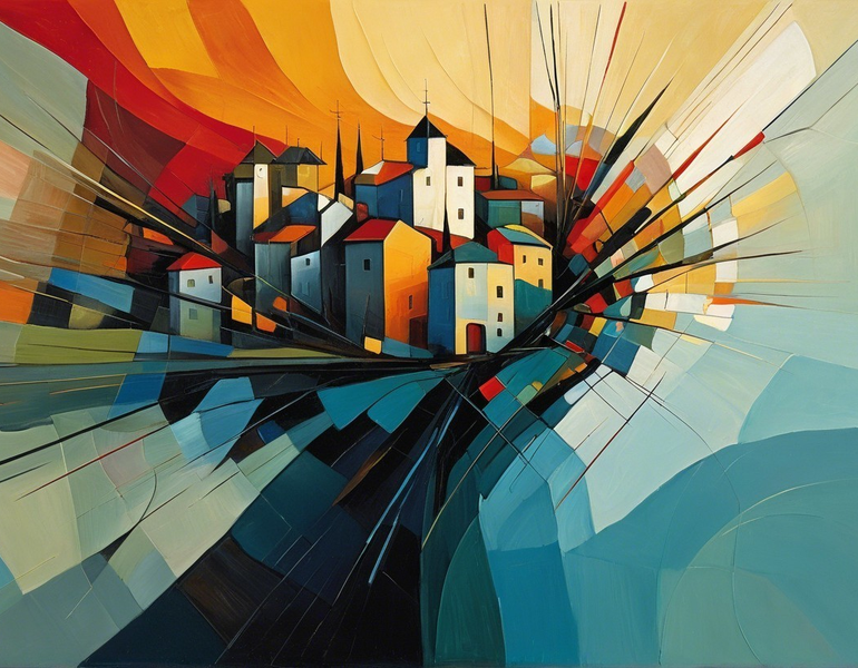 Modern Canvas Wall Art Home Decor - Abstract Cityscape