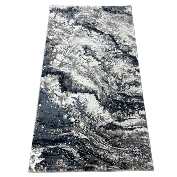 Abstract Grey &amp; Navy Runner/Rug - 150 x 80 cm