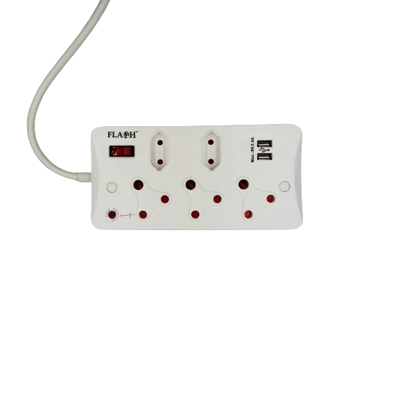 5 Way Multiplug (With 2 USB Ports)