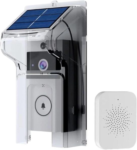 Solar Doorbell with Waterproof Rain Cover and Protective Housing