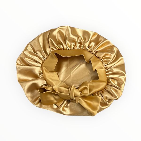 Dubis Exclusive Gold Double Layer all Satin Bonnet, Head Wrap, Night Cap.