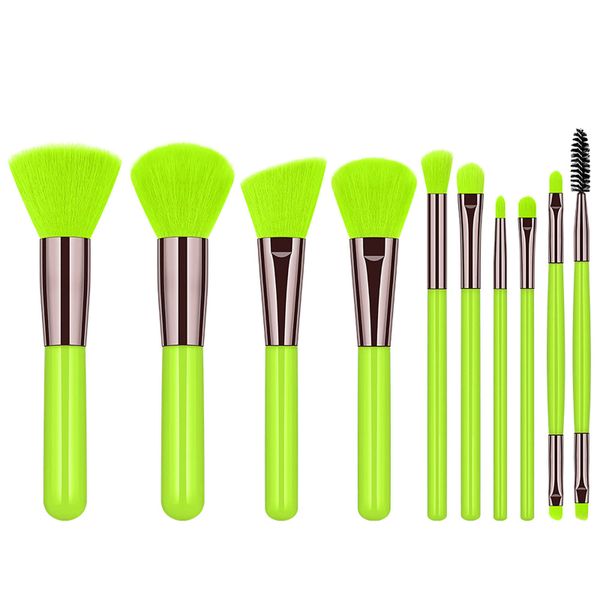 Everglitz Fluorescent Series 10 Piece Cosmetic Brush Set – Neon Orange
