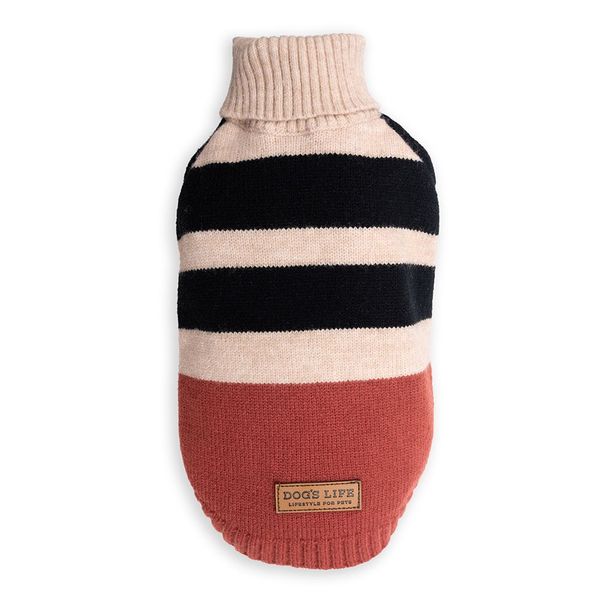 Dog's Life Polo Neck Striped Pullover Brown
