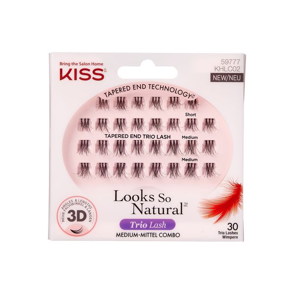 KISS Looks So Natural Medium Trio False Lashes Combo Natural 30 Pieces