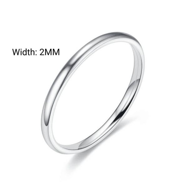 Men's Women's Simple Stainless Steel Ring 2mm BAND