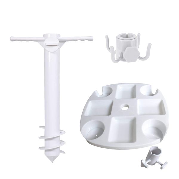 Killer Deals Beach Umbrella Holder Anchor Stake &amp; Snack Cup Holder Tray