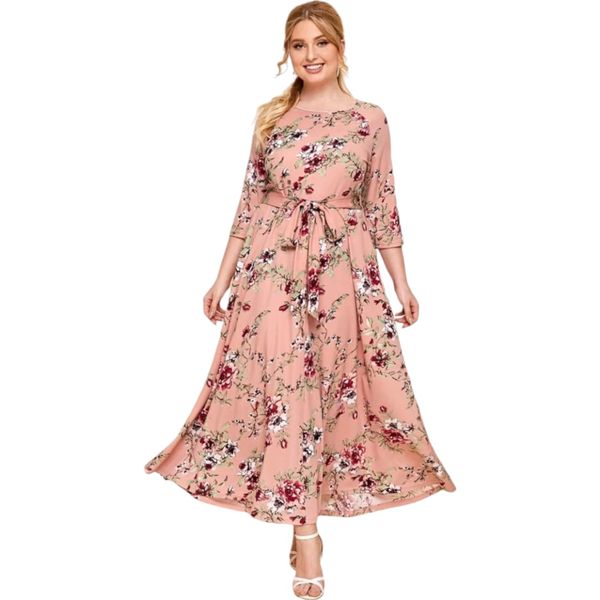 Plus Size Long Sleeve Floral Dress