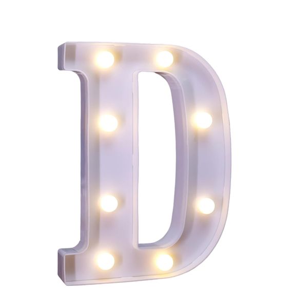 White Plastic Wall Mount 22 cm LED Letter D