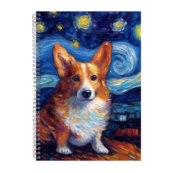 WELSH CORGI Starry Night Notebook Art Gift Idea A4 NotePad 118