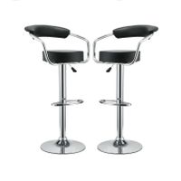 Bar Stools with Arms and Chrome Base - Set of 2 - Black