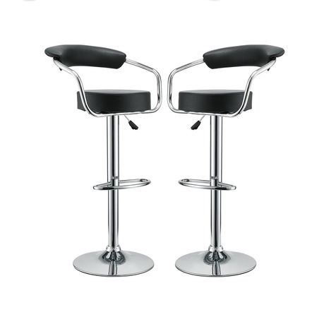 Bar Stools With Arms And Chrome Base, Black Chrome Swivel Bar Kitchen Breakfast Stools Chair