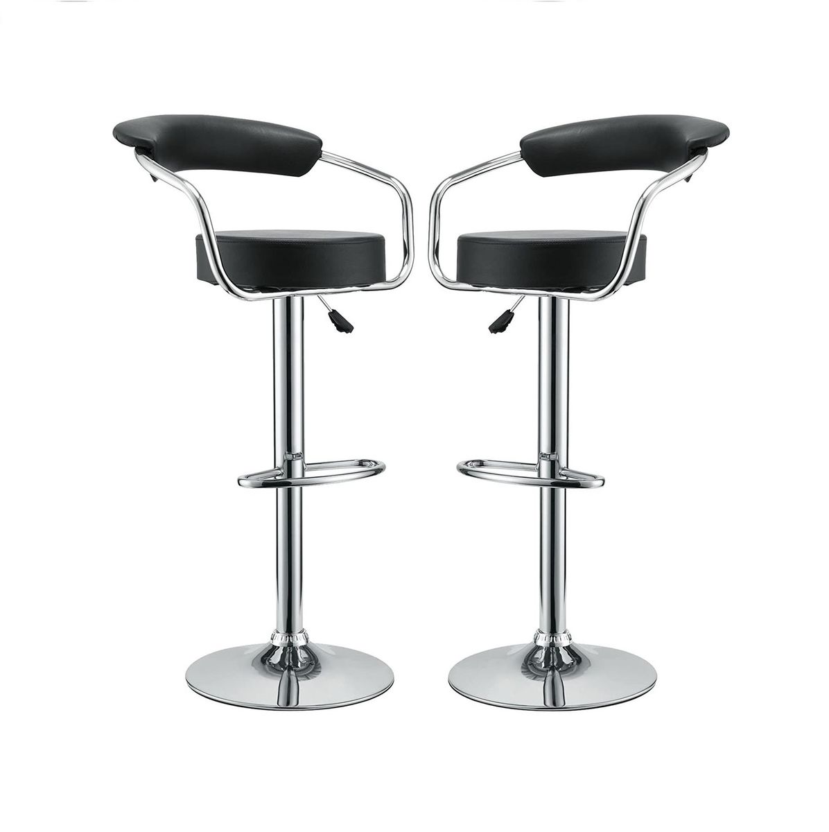 Bar Stools with Arms and Chrome Base Set of 2 Black Shop Today