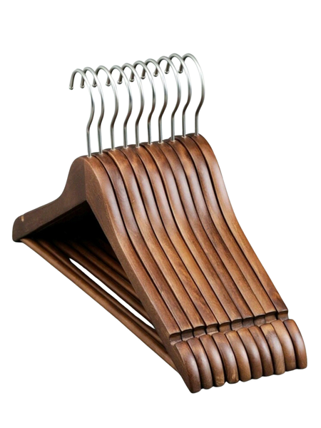 Selphies - Swivel Hook Wooden Hangers - 10 Pack - Brown Mahogany