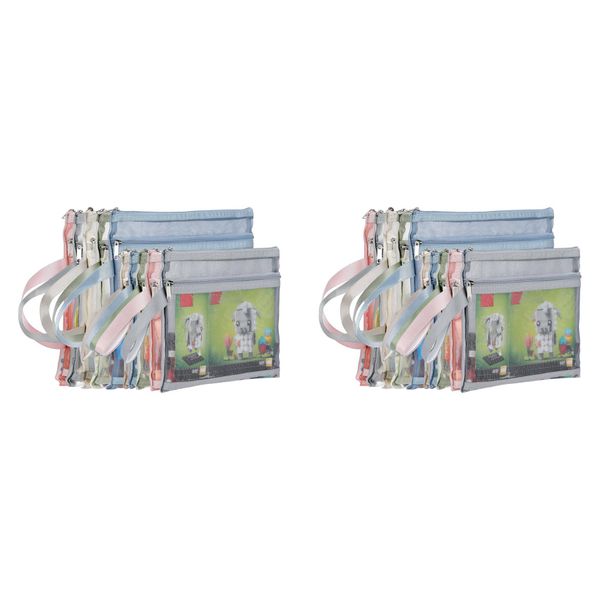 10 Pack Colored Double-Layer Mesh Zipper Pouch Bags 5Pcs A4+5Pcs A5