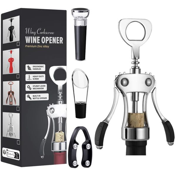 Wine Opener Set with Foil Cutter, Vacuum Stopper , Aerator Pourer