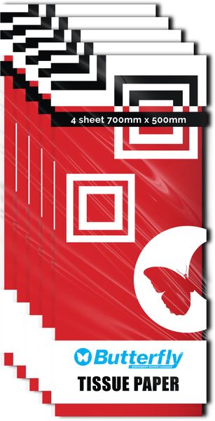 Tissue Paper - 4 Sheets (660X500Mm) Red T01 X5