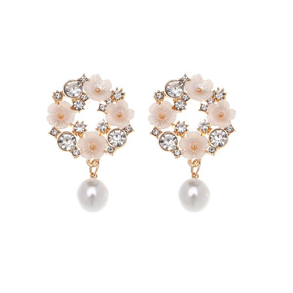 Elegant Flower-Shaped Water Drop Earrings, Alloy Drop &amp; Dangle Earrings