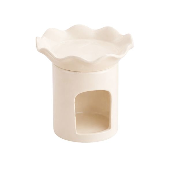 Minimalistic Porcelain Aromatherapy Lamp Candle Burner - Cream