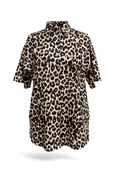 Charlotte Leopard Print Linen Resort Shirt